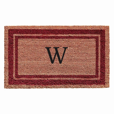 Monogram Door Mat, Natural, Burgundy, 18 in W x 30 in L